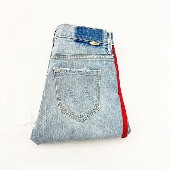 Mother Superior The Insider Crop Fray Thanks, Again Racer Denim Jeans Size 24 - Picture 1 of 11